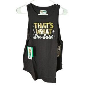Tipsy Elves That's What She Said Tank Top T-Shirt Black Gold Funny Party Sz Med